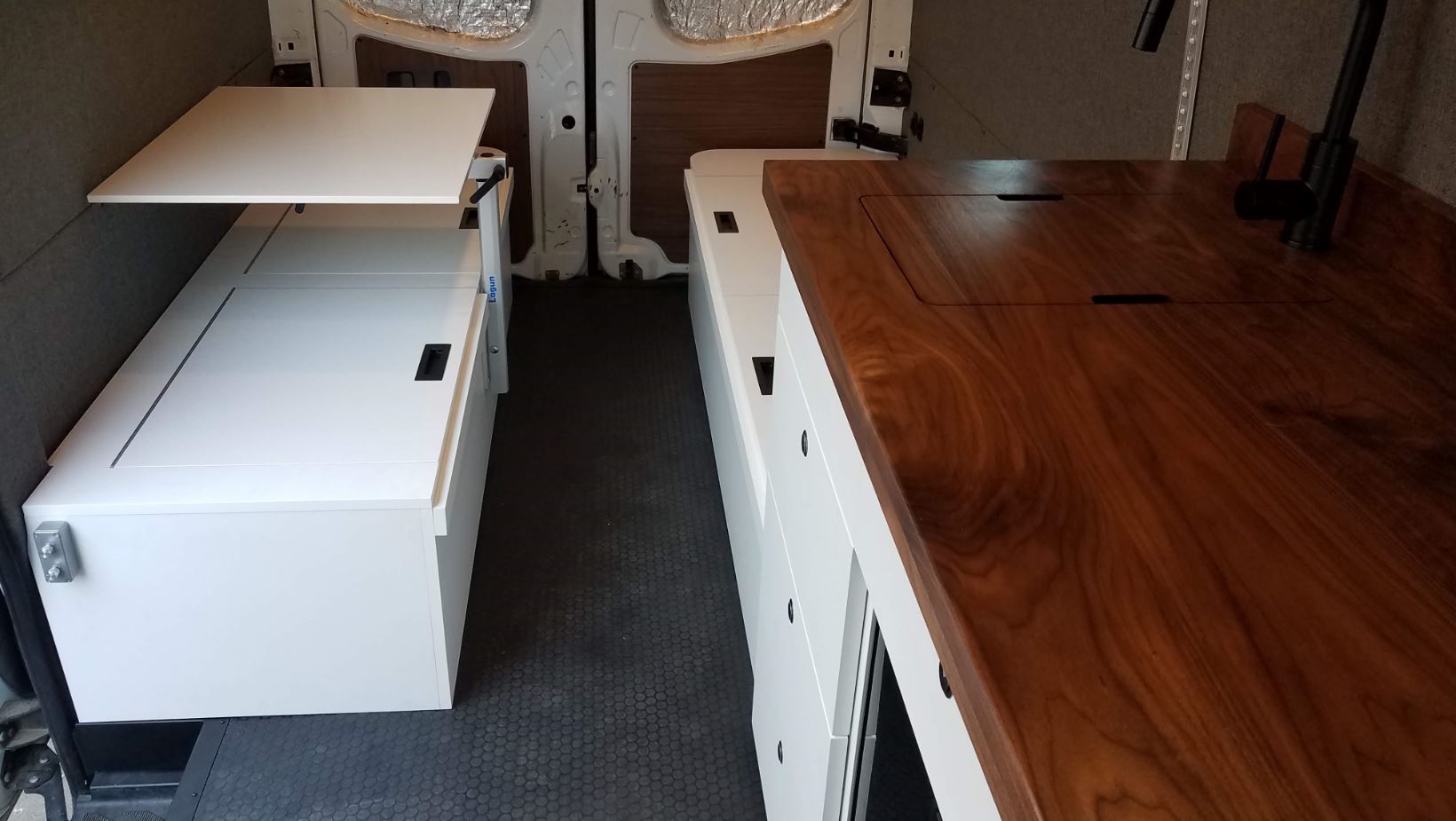 van cabinets and countertop